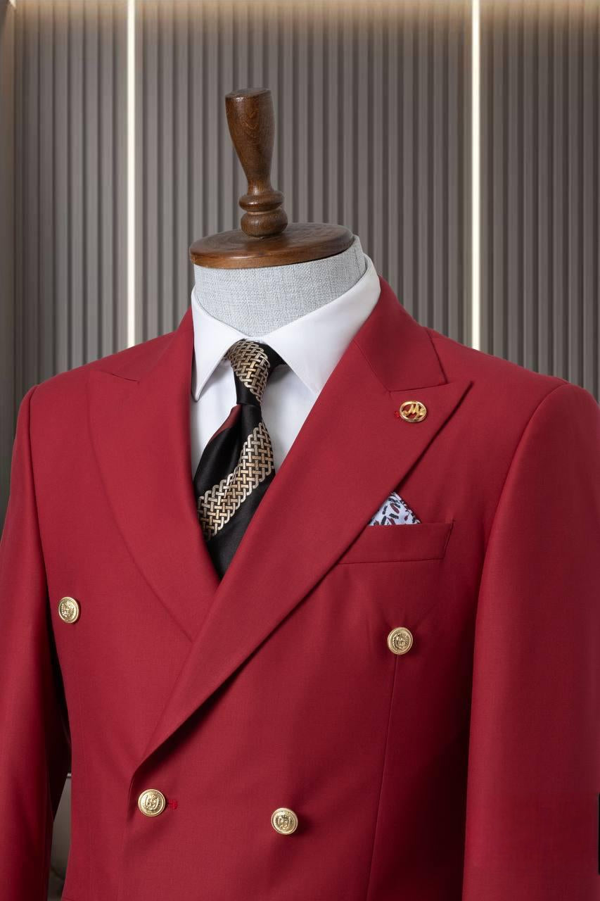 Classic Red Double Breasted Suit