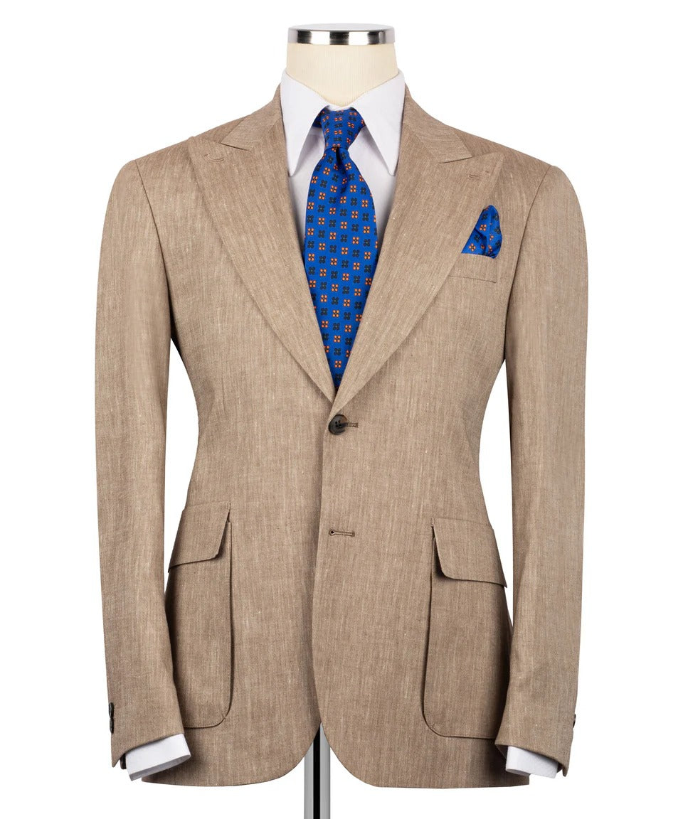 Classic Sand Linen Blazer for Men