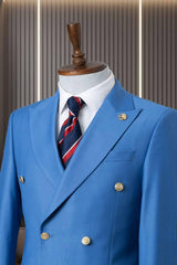 Classic Sky Blue Double Breasted Suit