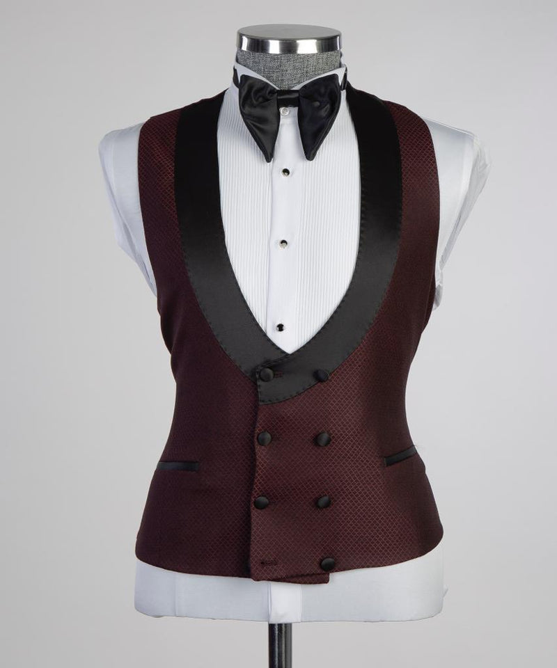 Classic 3 Piece Red Wine Tuxedo