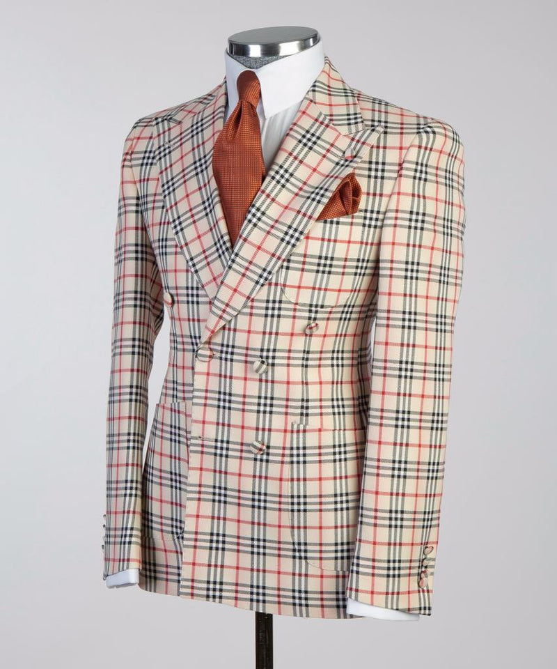 Classic Beige Plaid Suit