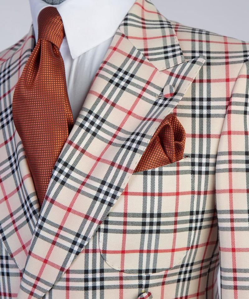 Classic Beige Plaid Suit