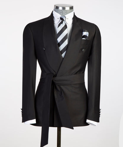 Classic Black Belted Suit