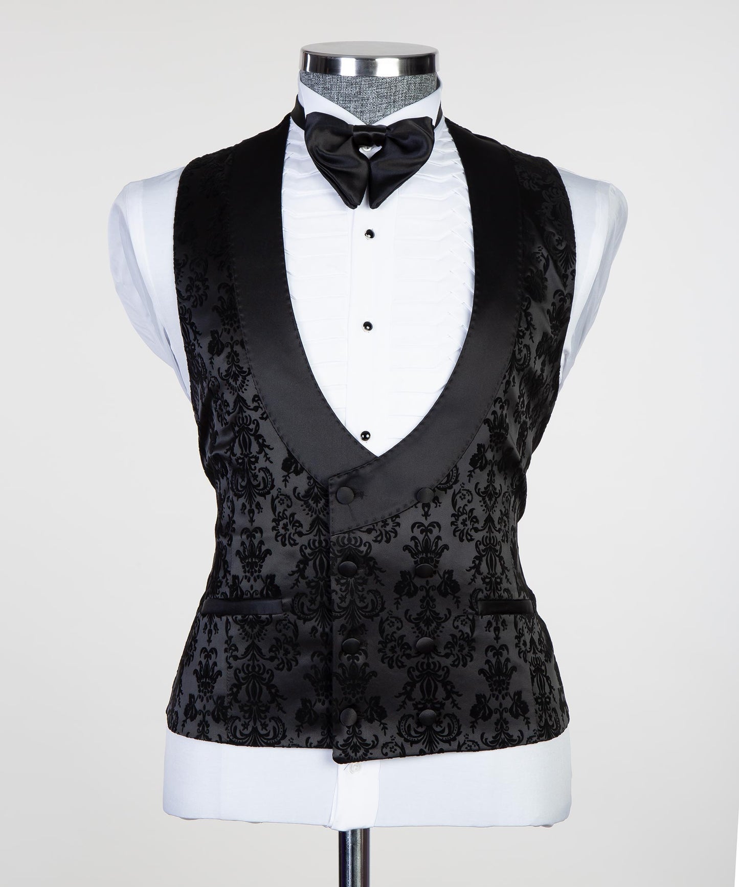 Classic Black Double Breasted Tuxedo Vest