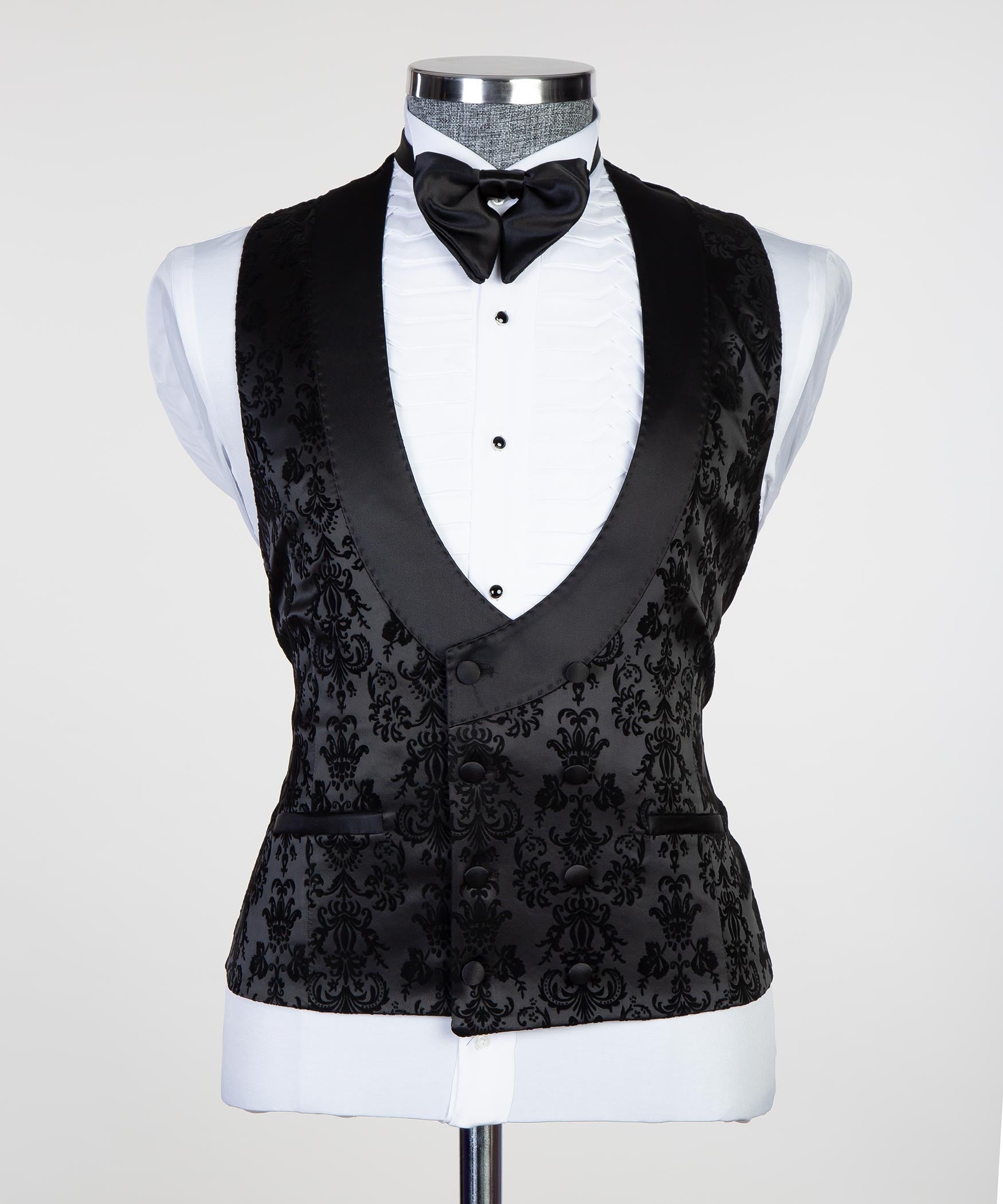 Classic Black Double Breasted Tuxedo Vest