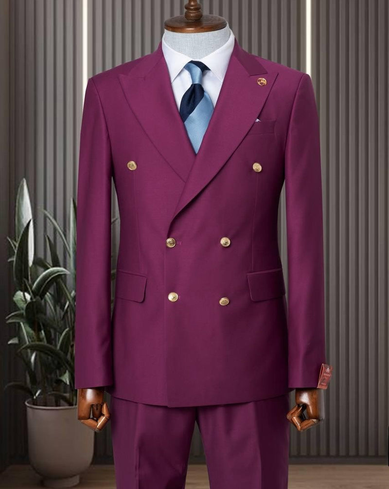 Classic Burgundy Double Breasted Suit