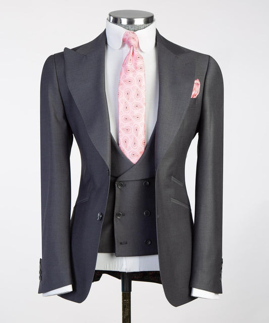 Classic Charcoal Dark Grey Suit For Men