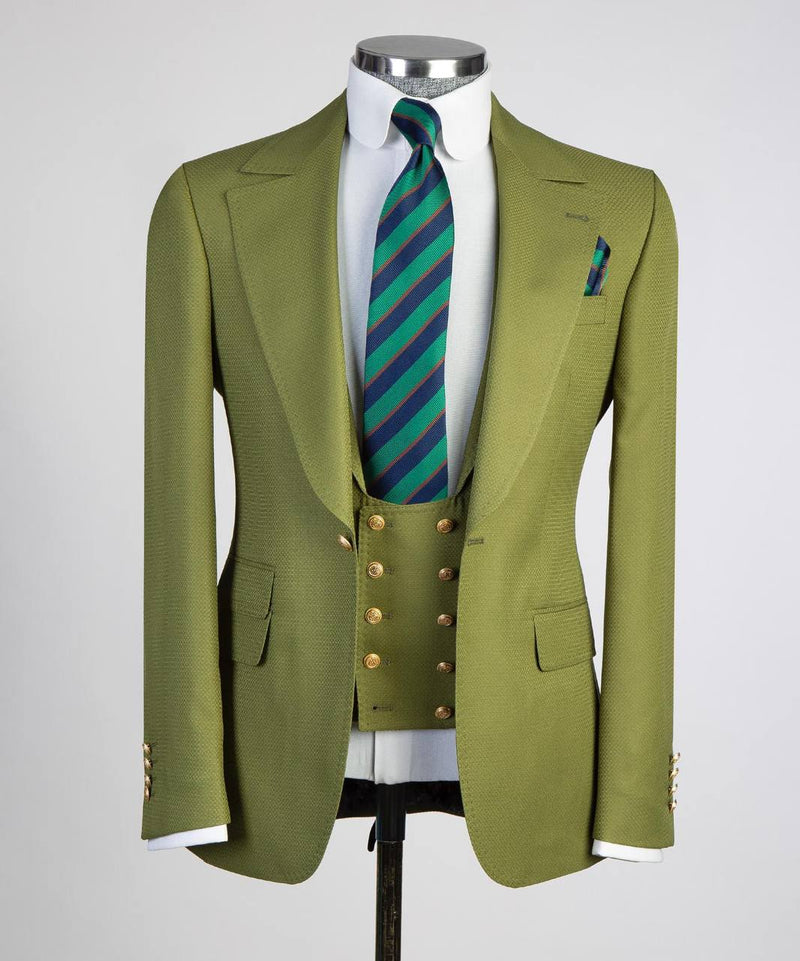 Classic Olive Green 3 Piece Suit 