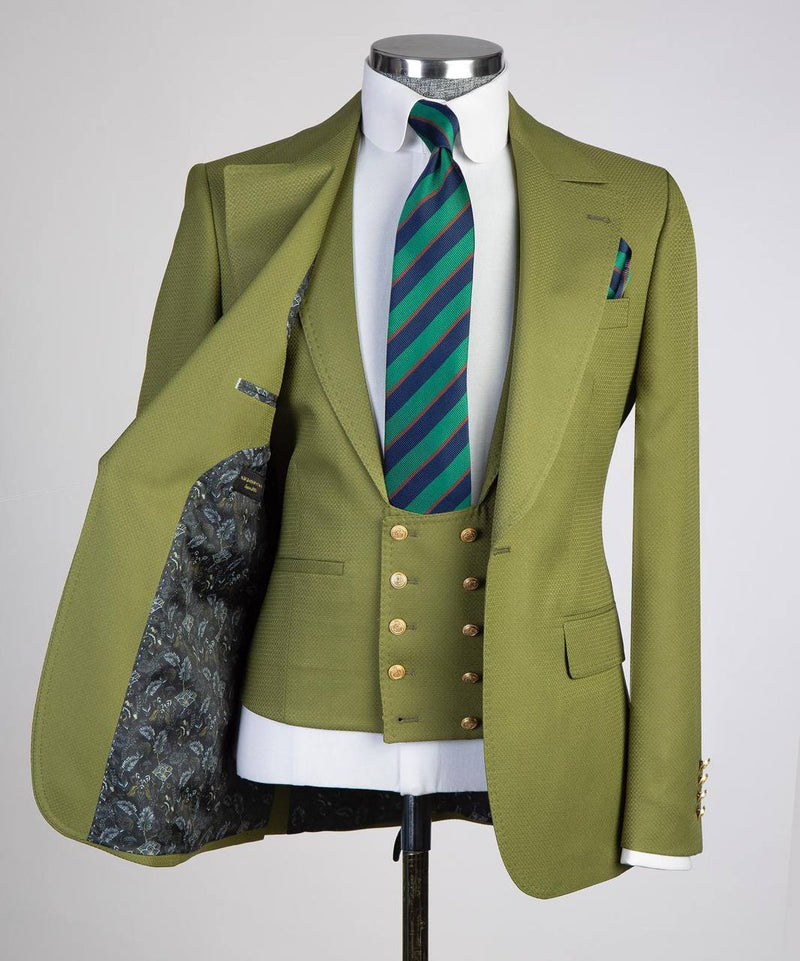 Classic Olive Green 3 Piece Suit 