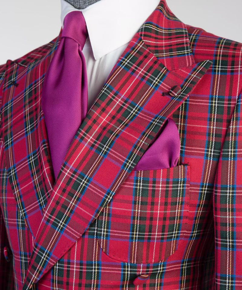 Classic Red Check Plaid Suit