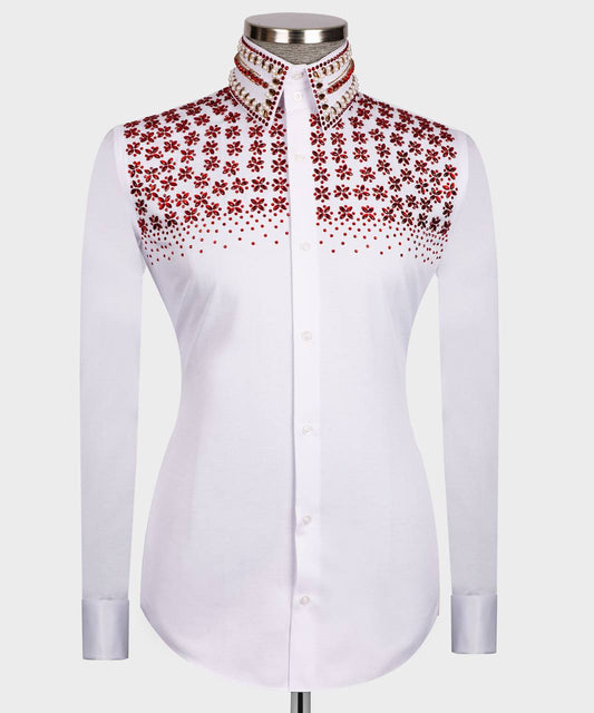“Crimson Blaze” White Luxury Shirt
