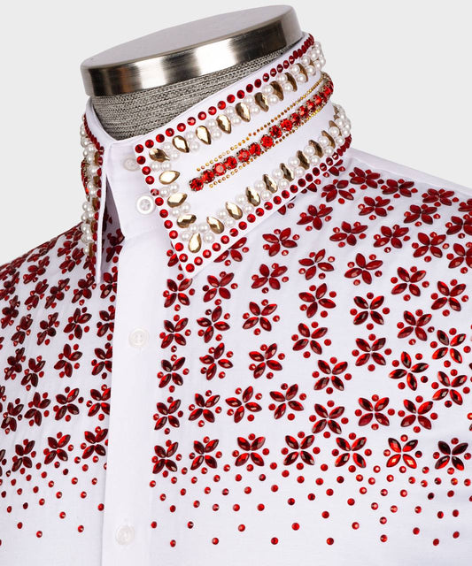“Crimson Blaze” White Luxury Shirt