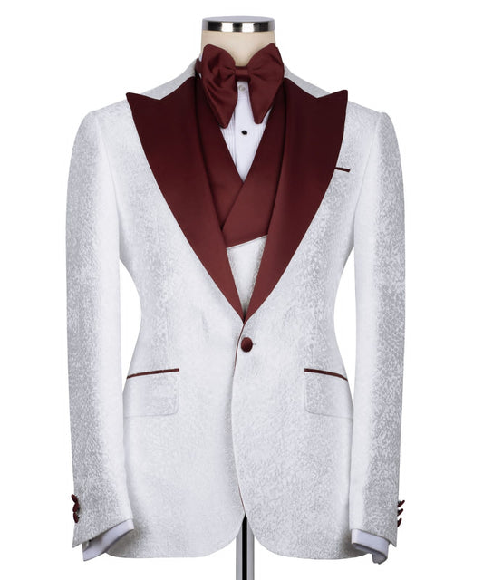 Crimson Whisper White Textured Tuxedo