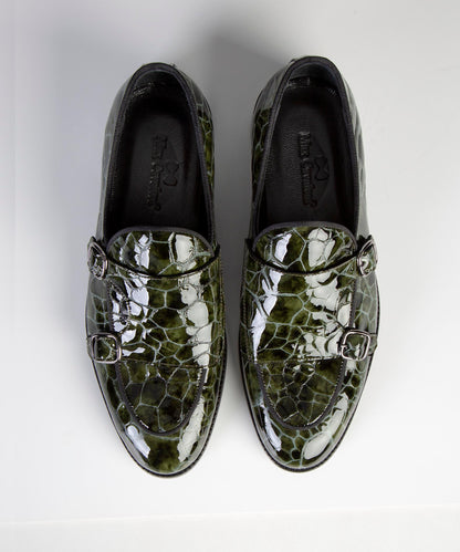 Crocodile-Print Leather Shoes for Men