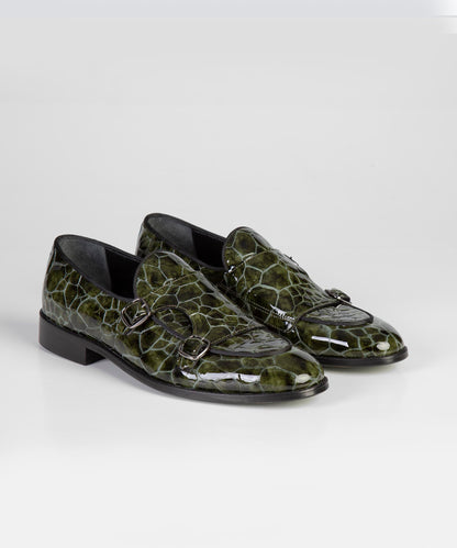 Crocodile-Print Leather Shoes for Men