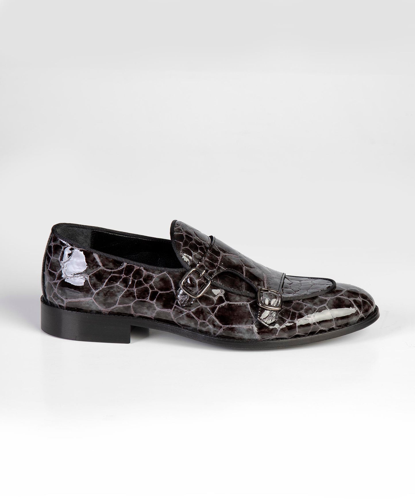 Crocodile Print Brown Leather Loafers for Men