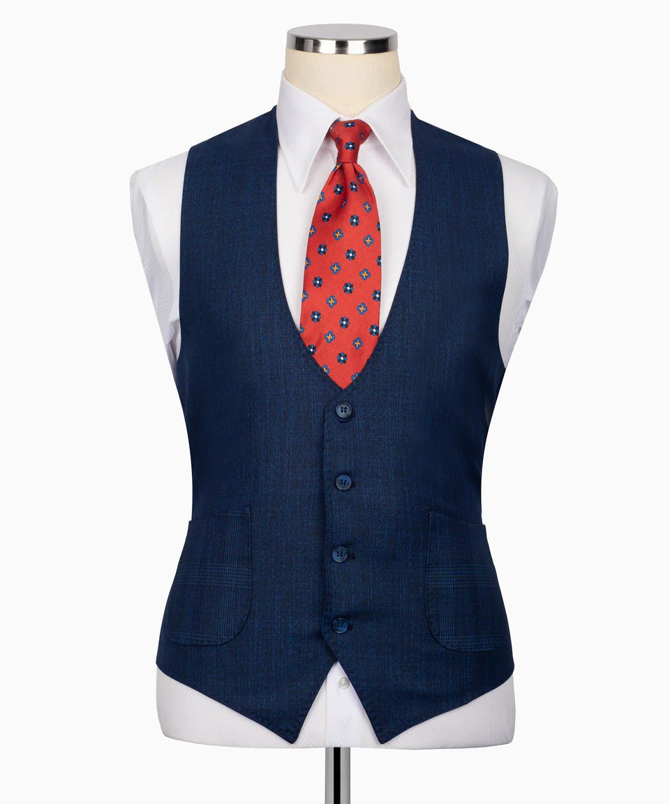 Dark Blue Checkered 3-Piece Suit – Effortless Sophistication with a Modern Edge
