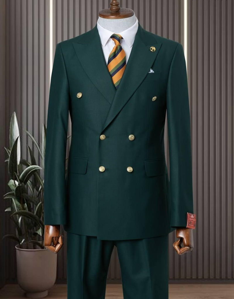 Dark Green Double Breasted Suit