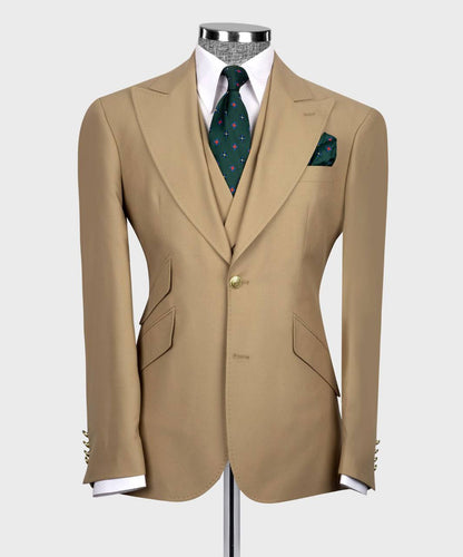 Desert Noble Beige Three-piece Suit