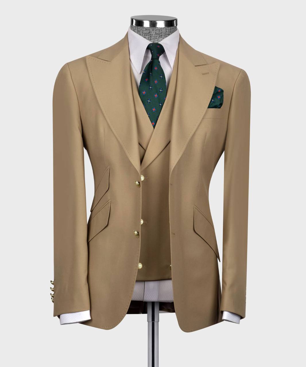 Desert Noble Beige Three-piece Suit