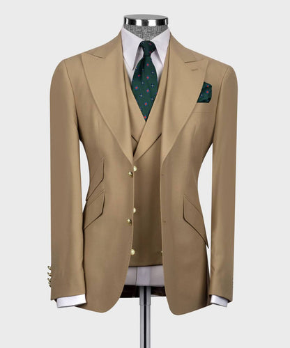 Desert Noble Beige Three-piece Suit