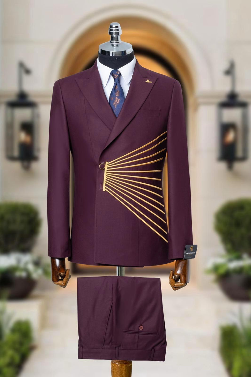 Designer Chocolate Brown Double Breasted Suit