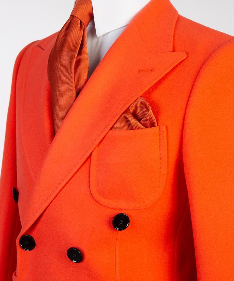 Double-Breasted Orange Long Coat