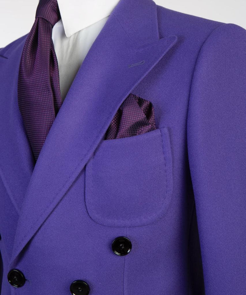 Double-Breasted Purple Long Coat