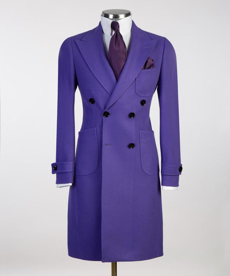 Double-Breasted Purple Long Coat