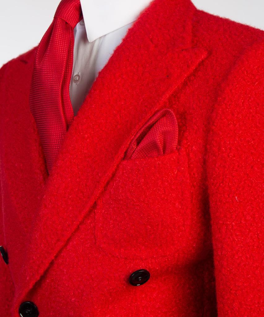 Double-Breasted Red Long Coat