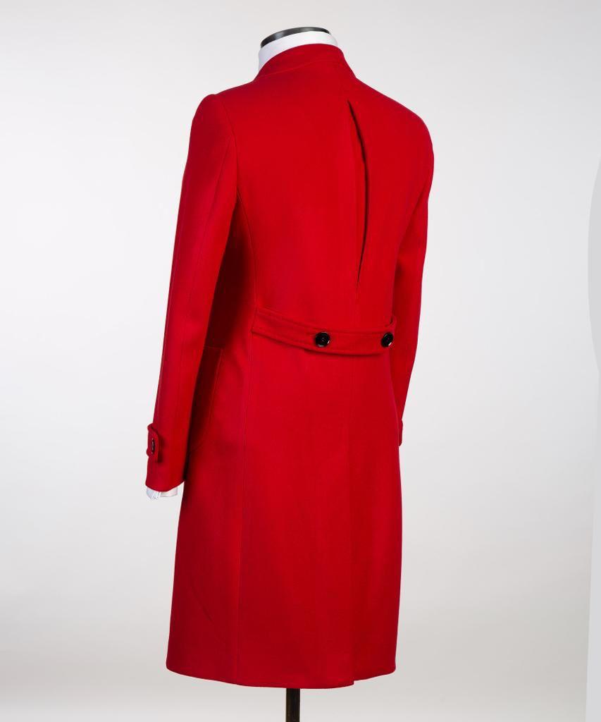 Double-Breasted Red Long Coat