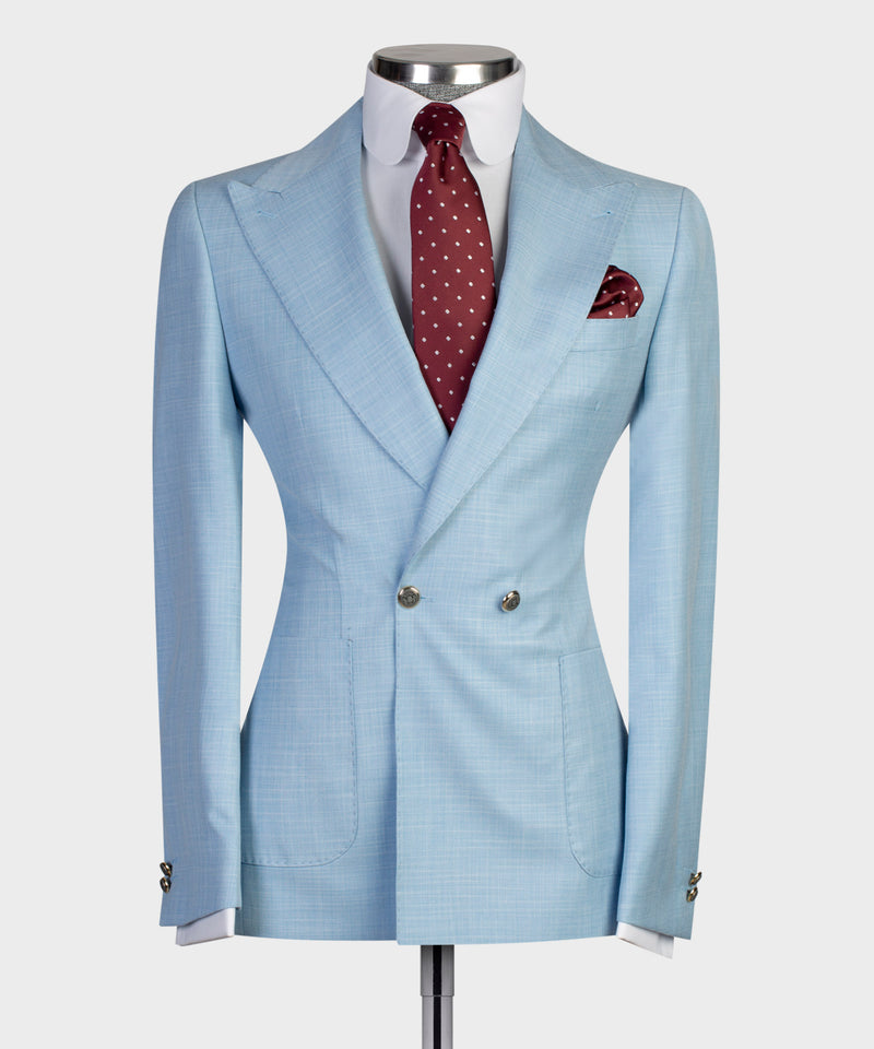 Double Breasted Sky Blue Suit