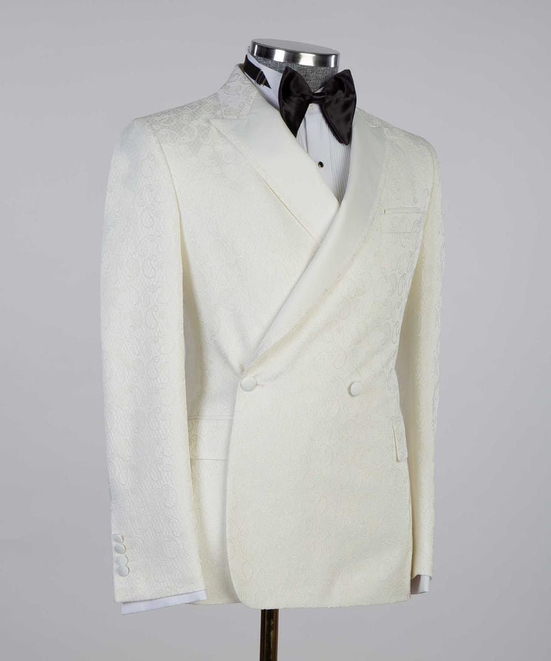 Double Breasted White Tuxedo Jacket