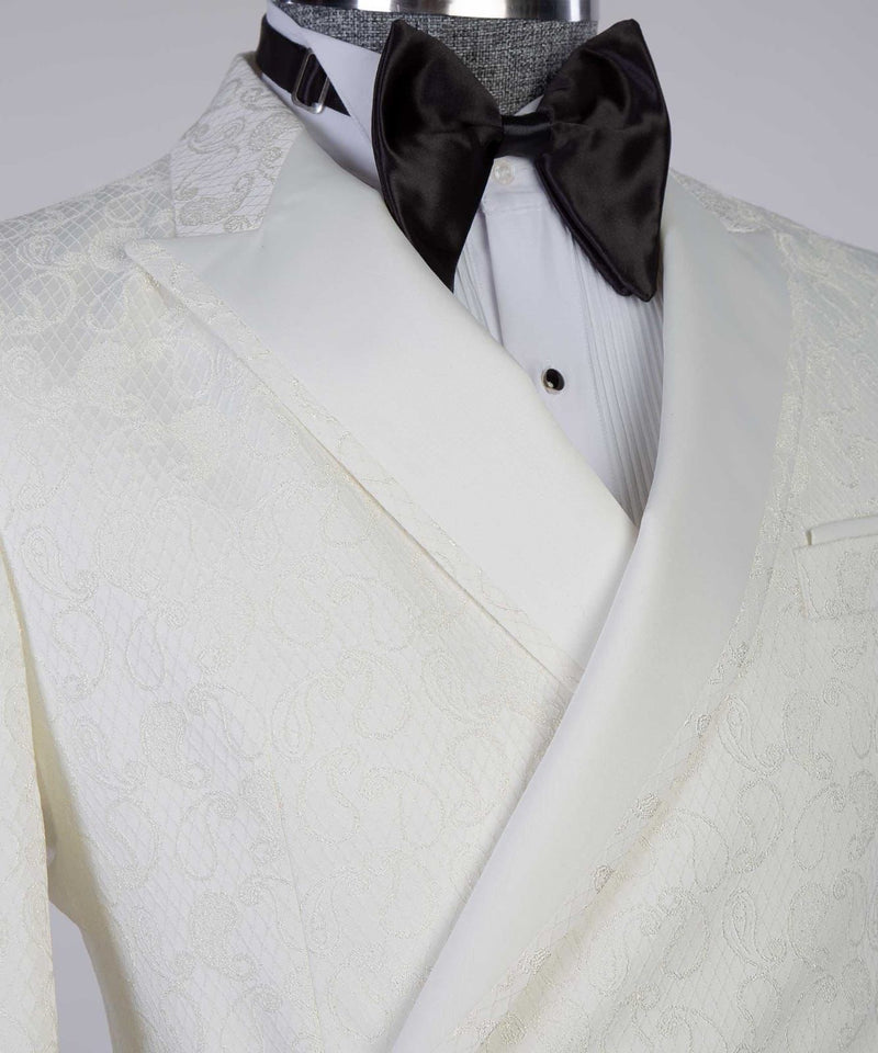 Double Breasted White Tuxedo Jacket