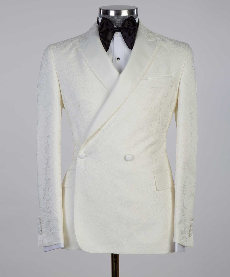 Double Breasted White Tuxedo Jacket