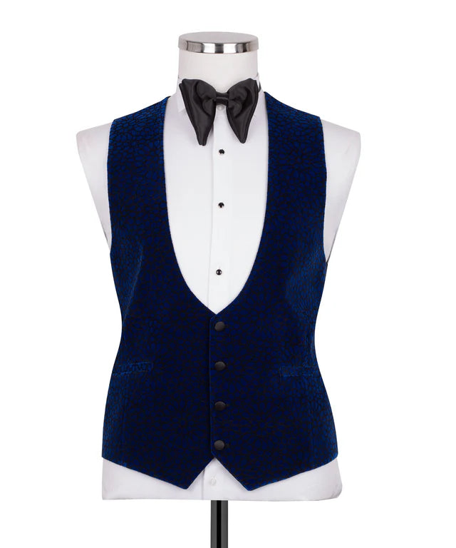 Blue Velvet Tuxedo with Collar