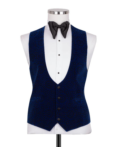 Blue Velvet Tuxedo with Collar
