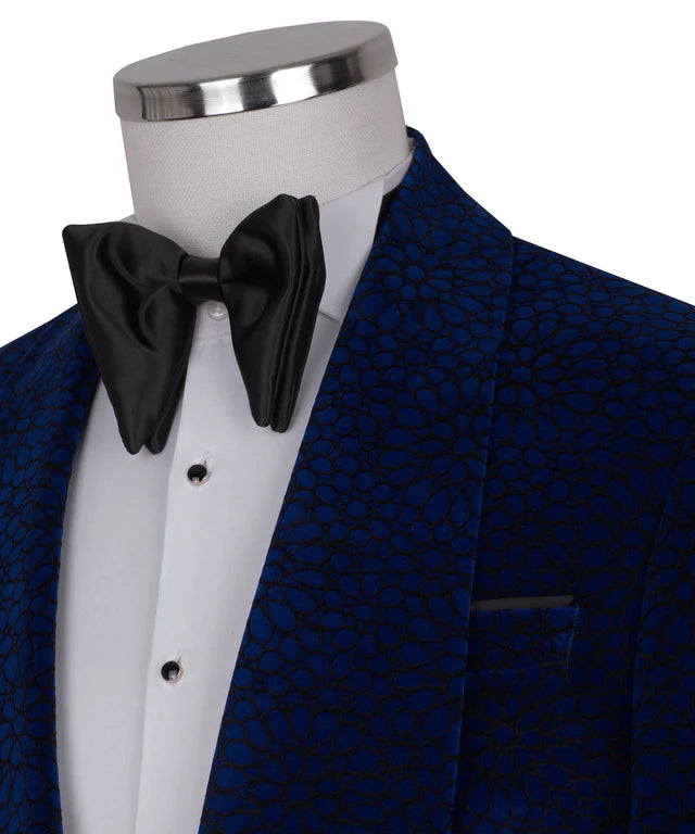 Blue Velvet Tuxedo with Collar