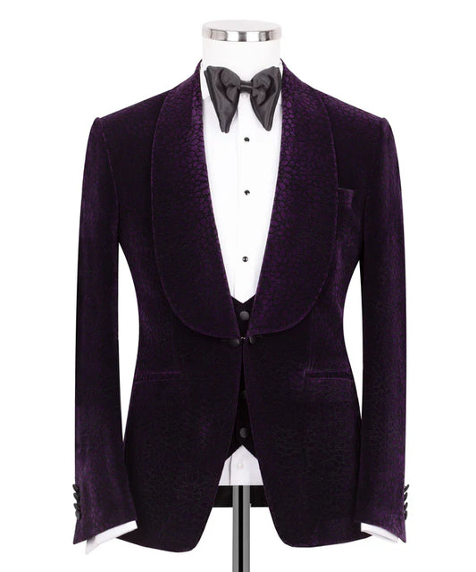 Purple Velvet Tuxedo with Collar