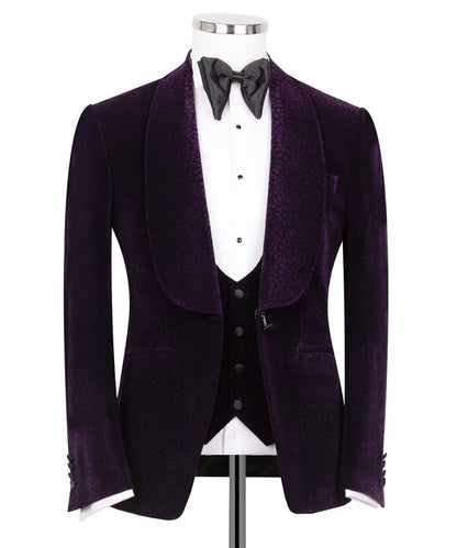 Purple Velvet Tuxedo with Collar