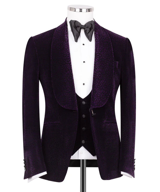 Purple Velvet Tuxedo with Collar