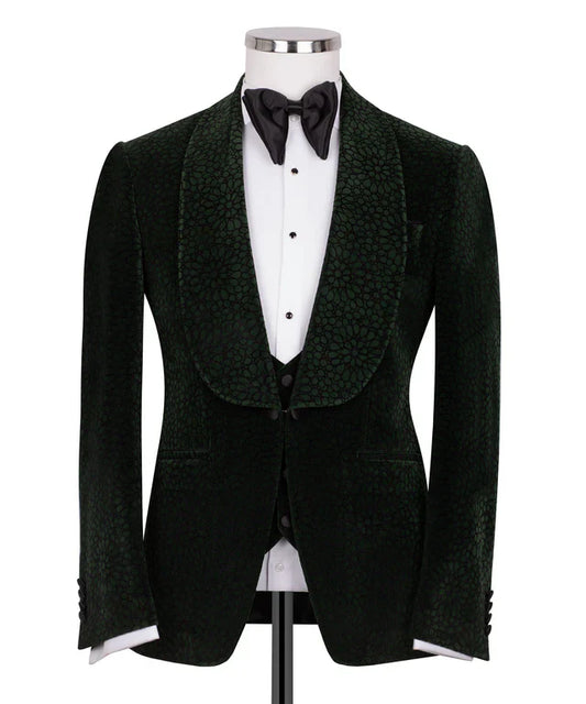 Dark Green Velvet Tuxedo with Collar