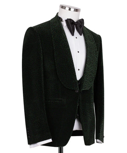 Dark Green Velvet Tuxedo with Collar