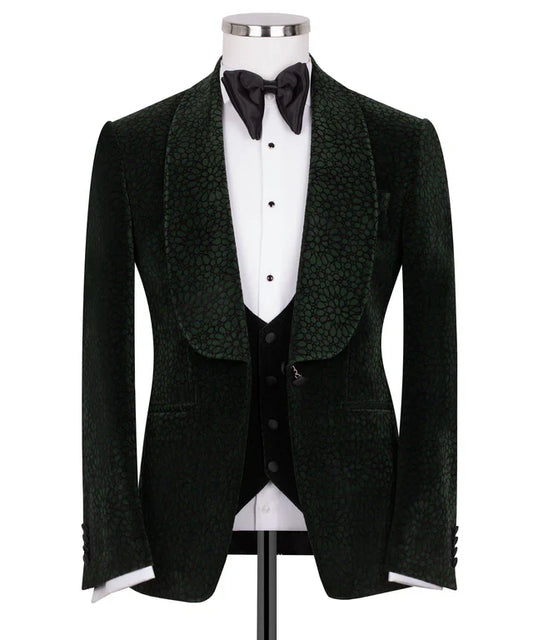 Dark Green Velvet Tuxedo with Collar