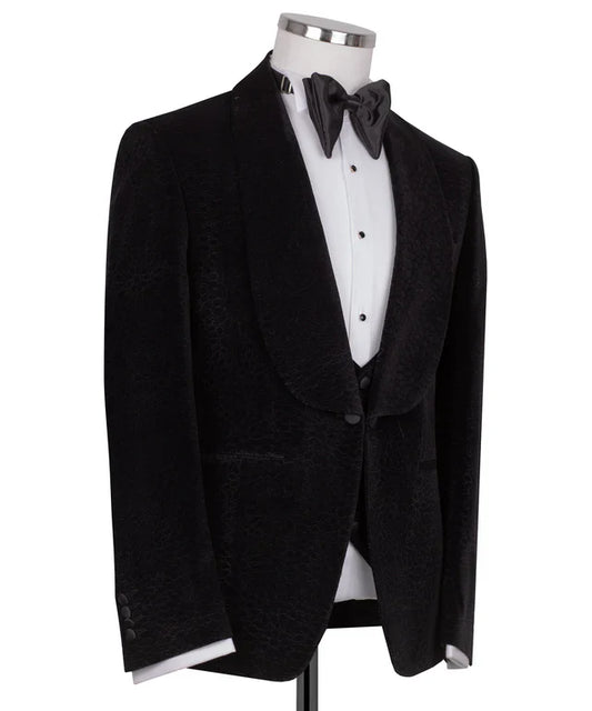 Black Velvet Tuxedo with Collar