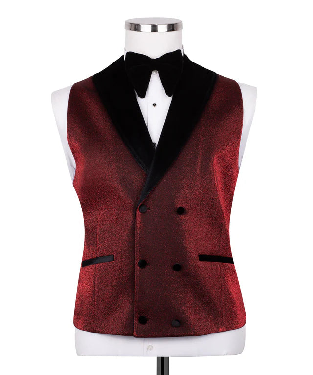 Red Velvet Collar Tuxedo – Bold Luxury