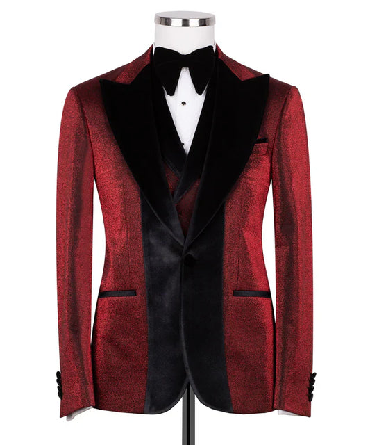 Red Velvet Collar Tuxedo – Bold Luxury
