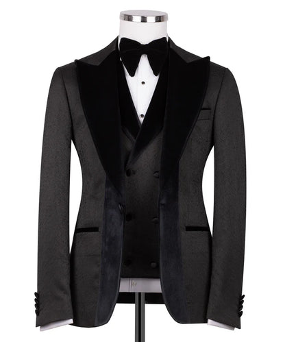 Dark Grey Tuxedo with Red Velvet Collar