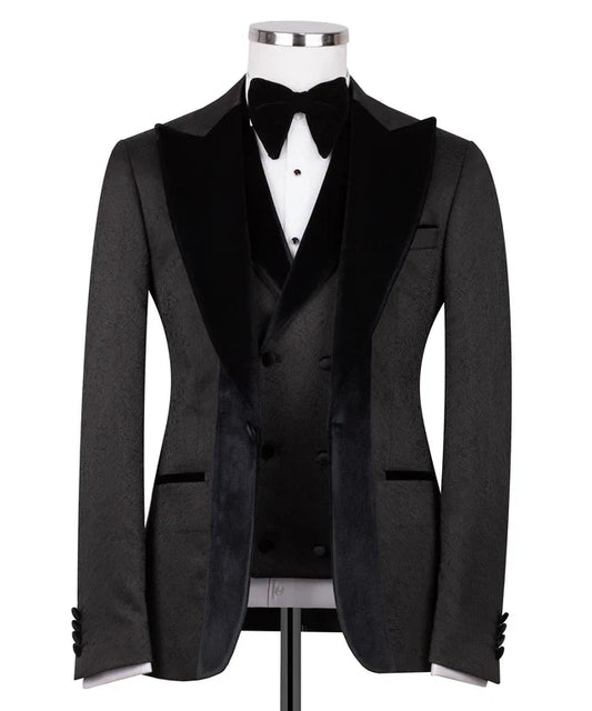 Dark Grey Tuxedo with Red Velvet Collar
