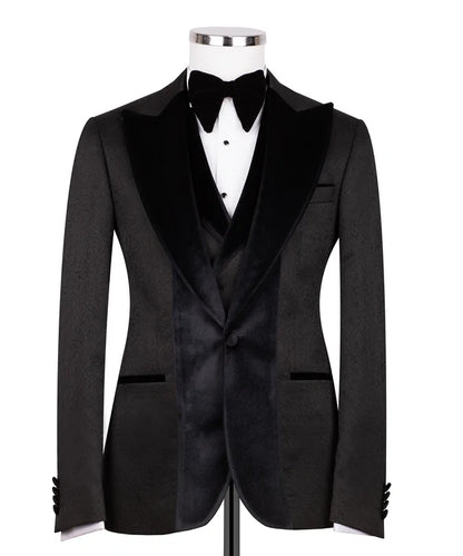 Dark Grey Tuxedo with Red Velvet Collar